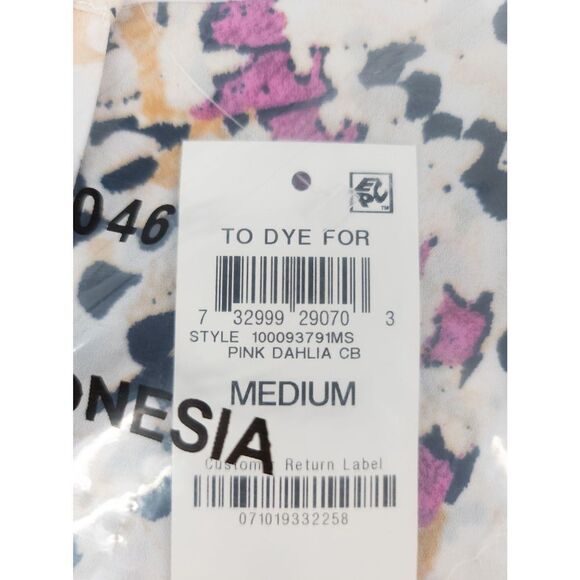 JM Collection Printed Pleat-Back Top Pink Dahlia Combo M - Picture 3 of 3